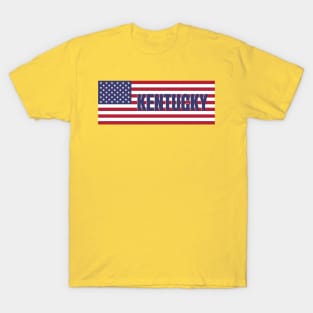 Kentucky State in American Flag T-Shirt